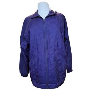 Vintage 80s 90’s LAVON Womens S Purple 100% Silk Bomber Windbreaker Zip Jacket
